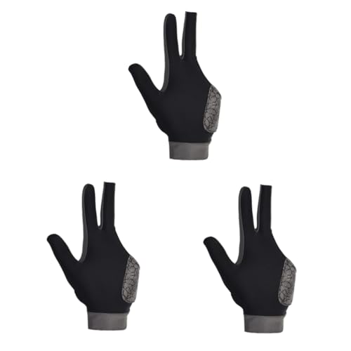 BESPORTBLE 3 Pcs Billiards Gloves 3 Finger Glove Wrap Left Hand Non-Slip Silicone Fit for Men Billiards Accessory