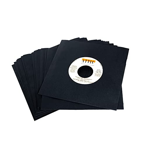 BMC Sleeves - 50 capas para discos de vinil - mangas internas de papel preto para 18 cm (45 RPMs) -