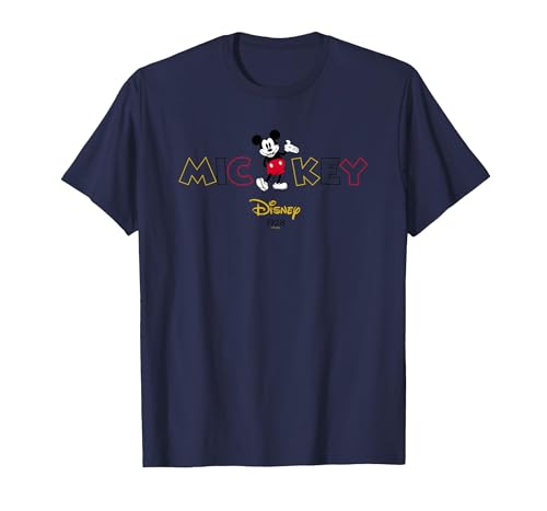 Image of Mickey Mouse Disney Wording T-Shirt, Men, Navy Blue, Large