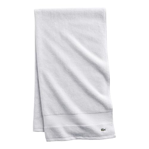 Lacoste Heritage 100% Supima Cotton Bath Towel, White, 30' x 54' – Highly Absorbent & Quick Drying, Premium Super Soft Bath Towel, Bathroom Essential, Gift for All Occasions, Machine Washable