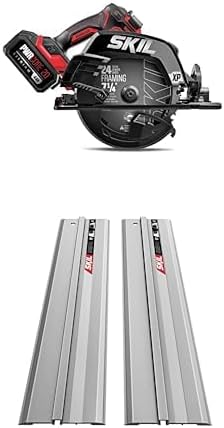 Bundle of SKIL PWR CORE 20 Brushless 20V 7-1/4 In. 5300 RPM, Circular Saw Kit Includes 4.0Ah Lithium Battery and Quick Charger- CR5440B-10 + SKIL 2 x 27.5 IN. TRACK GUIDE for CR5440B-10 -CRT0702