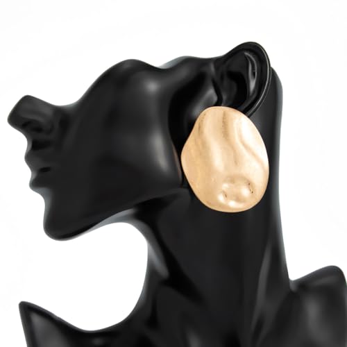 Gold Statement Earrings for Women Chunky Gold Earrings Big Statement Large Oval Round Pebble Shape Earring Irregular Geometric Drop Dangle Earring Chunky Jewelry (2 - G) by VRNGI - Used condition - Image 5