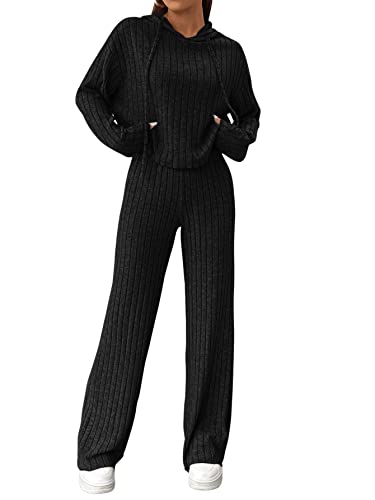 GORGLITTER Hose Und Pullover Set Damen Strick Set Zweiteiler Outfit Langarm...