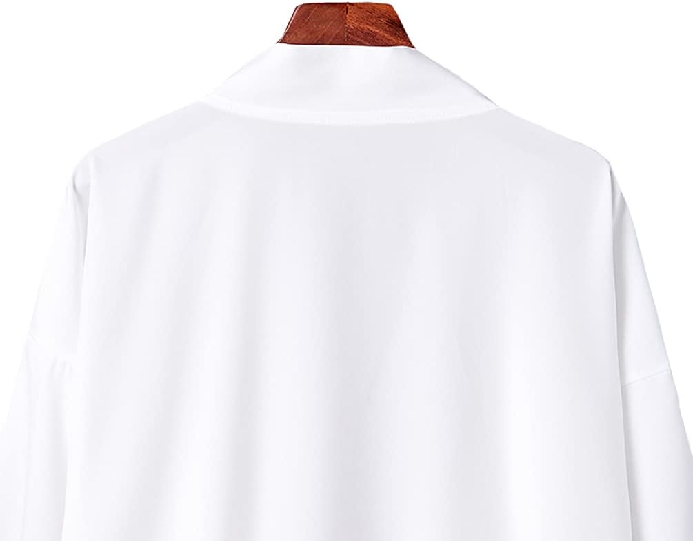 HAORUN Men Japanese Coat Kimono Top Jacket Long Cardigan Yukata Loose Retro Vintage Outwear Black - Image 5