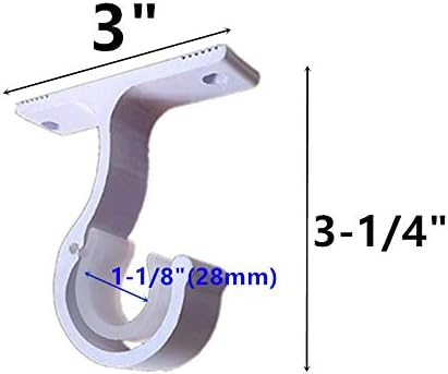 Miniatura 2 de Soportes para cortinero, 2 soportes blancos para cortinero con diámetro de 1-18 pulgadas (1.102 in), soporte de barra de cortina de ventana