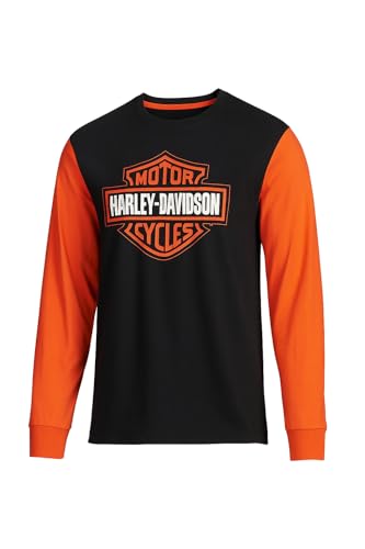 Harley-Davidson Men's Bar & Shield Long Sleeve T-Shirt, Black/Orange2