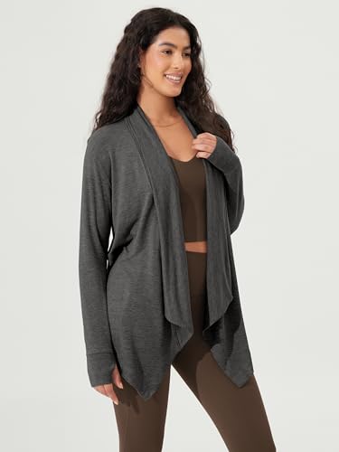 Image of ODODOS Women's Drape Open Front Cardigans Cozy Soft Long Sleeve Casual Wrap Outerwear with Pockets Thumb Hole
