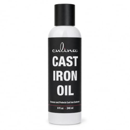 Culina Cast Iron Oil 8 oz - Kosher OU Certified Cast Iron Care & Protection Formula - Cleans, Seasons & Protects Cookware - Odor Control & Surface Maintenance - Petroleum Free Formula