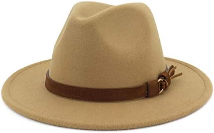 Women Vintage Wide Brim Fedora Hat 