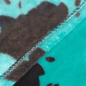 Teal Fleece Blanket Twin Size - Plush Soft Warm Turquoise Cow Print Throw for Bed, Couch, Sofa, Room Decor & Gifts - Image 4