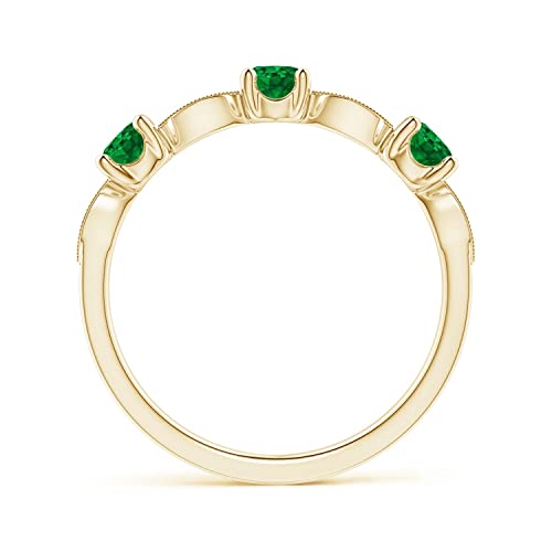 Angara Lab Grown Emerald & Diamond Marquise and Dot Ring in 14K Solid Gold | Birthday, Engagement, Anniversary, Wedding Jewelry Gift for Women2