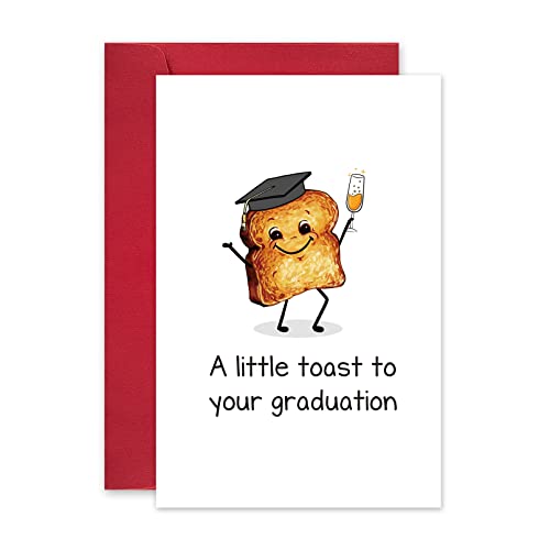 Leinessy Cute Toast Graduation Card, Congratulations Card with Envelope, A Little Toast to Your Graduation Pun Card