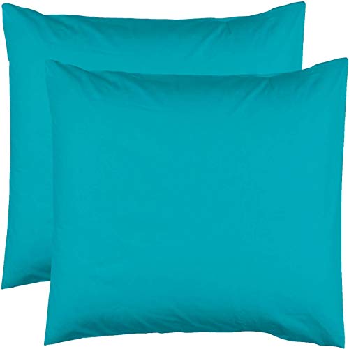 Le linge de Jules 2 Taies d'oreiller 63x63-100% Coton 57 Fils - Turquoise Cover