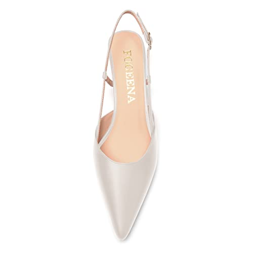 FOGEENA Womens Fashion Slingback Matte Leather Wedding Pointed Toe Slip On Kitten Low Heel Pumps Shoes 1.5 Inch3