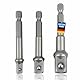 Pitlane Performance® Stecknuss-Adapter Set 3-teilig – 1/4, 3/8, 1/2 Vierkant auf Sechskantschaft – Cr-V Chrom-Vanadium Stahl – Für Akku-Bohrschrauber, Bohrmaschinen & Treiber – Max. Drehmoment 72Nm
