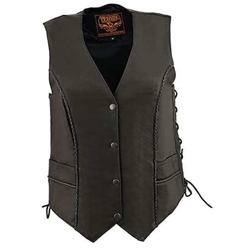 Image of Milwaukee Leather Women's Premium Classic Leather Motorcycle Rider Vest w /Adjustable Side Laces