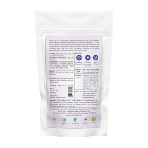 Image of Lavender Bath Salt Soak with Natural Essential Oils, Calming Aromatherapy for Stress Relief, Muscle Relaxation & Skin Revitalization, Luxury Spa-Like Experience, Paraben & Cruelty Free, 250g (Pack of 2)