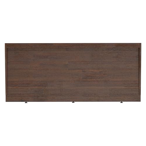 Image of SIMPLIHOME Ralston Desk - 60 Inch Wide Solid Acacia Wood and Metal Writing Desk in Distressed Charcoal Brown, Modern Industrial Home Office Computer Table with 2 Drawers and Flip-Down Keyboard Tray
