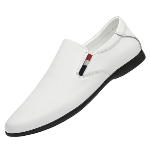Men Breathable Leather Oxford Shoes Classic Formal Slip On Pointed Toe Low Top Comfortable Dress