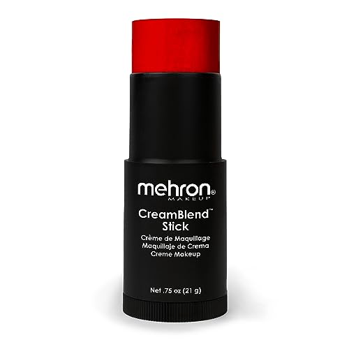 Image of Mehron Makeup CreamBlend Stick | Face Paint, Body Paint, & Foundation Cream Makeup | Perfect for Halloween .75 oz (21 g) (Red) | Made in the USA