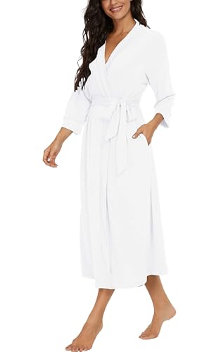 Image of VINTATRE Women Robes Long Knit Bathrobe Lightweight Soft Bath Robe with Pockets