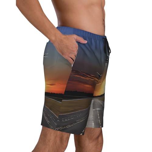 Airport Print Men's Beach Pants Lightweight Quick-Dry Swim Pants with Mesh Lining for Men3