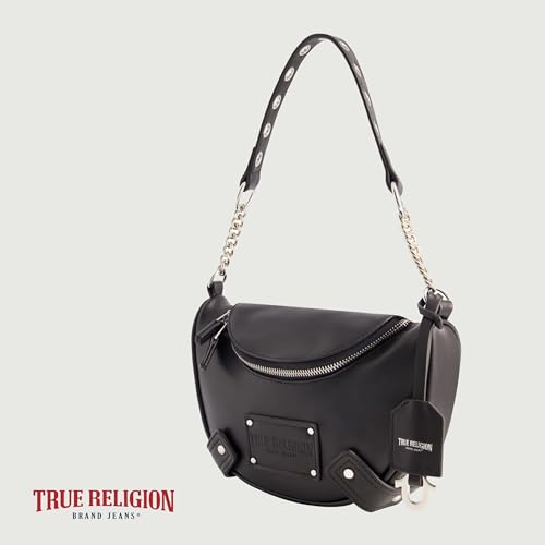 Image of True Religion Women's Shoulder Bag Purse, Faux Suede Hobo Handbag with Chain Handle