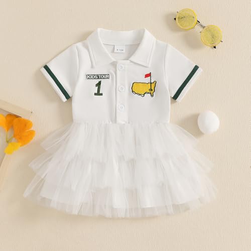 Toddler Baby Girl Golf Outfit Masters Golf Polo Dress Hole in One Birthday Short Sleeve Tennis Tutu Golf Dress3
