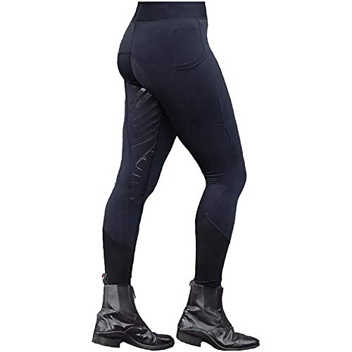 HHMY Reithose Damen High Waist Mit Handytasche Reithose Vollbesatzhose Reitleggings Vollbesatz Damenreithose Lang Reitsporthose Sportleggins Stretch-Hose Reithosen Sportreithose