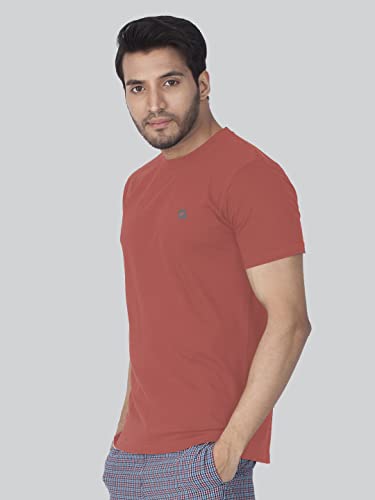 Image of Lux Nitro Men's Solid Modern Fit Round Neck T-Shirt Spiced Coral