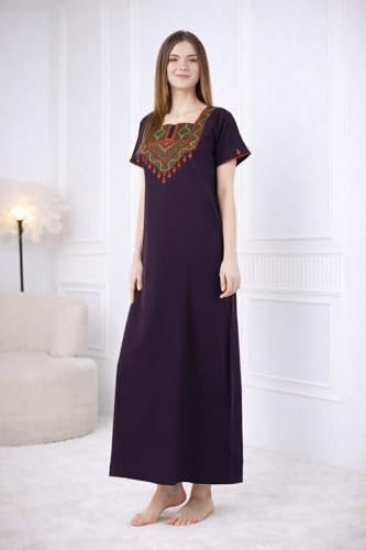 Image of Premium Women Embroidery Night Gown Lizzybizzy Cotton Nighty Maxi