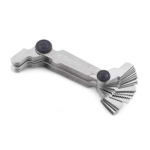 Gewindesteigungslehre aus Edelstahl, 52 Stück 60° Metrisch & 55° Zoll, Messbereich 0,25-6,00mm, mit Magnethalterung für Drehmaschine Gewindeprüfung