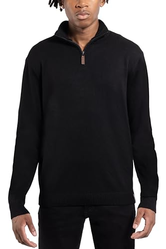 Men's Quarter Zip Mock Neck Knit Soft Sweater, Long Sleeve Classic Fit Pullover Sweater for Men