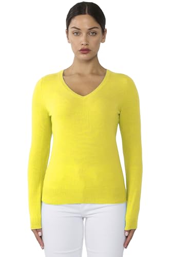Image of JENNIE LIU Women's 100% Pure Cashmere Long Sleeve Pullover V Neck Sweater