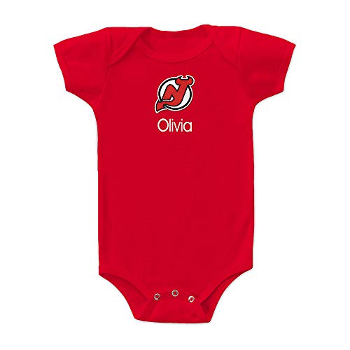 New Jersey Devils Personalized Baby Bodysuit (12-18 Months, Red)