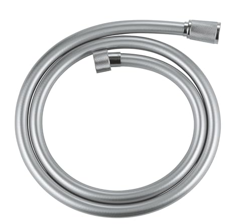 GROHE VitalioFlex Silver TwistStop - Smooth Shower Hose 1.25 m (Tensile Strength 50 kg, Pressure Resistance Up to 5 Bar, Heat Resistance 70°C, Universal Connection G 1/2'' x 1/2''), Chrome, 22112000