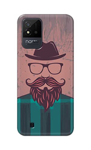 Image of PRINTFIDAA Man Icon with Beard Shirt Hipster Printed Designer Hard Case for Realme Narzo 50i Back Cover -(e) RPM1001