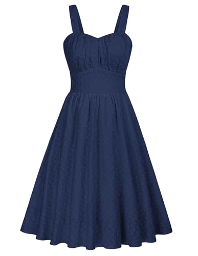 Belle Poque Kleider Damen Sommer Lässiges Swearthert Neck Strappy Kleid Rockabilly Kleider Damen S