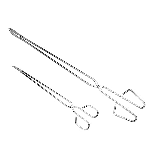 SUPVOX 2Pcs Extended Bbq Charcoal Clamp Heavy Duty Bbq Tongs for Outdoor Grilling Lengths Durable Clip for Home Restaurant Camping Parties