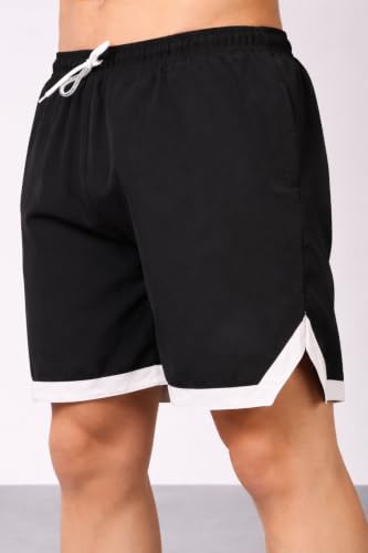 Image of London Hills Men's Sports Running Shorts Lightweight Quick Dry Gym Workout Training Shorts with Zipper Side Pockets Elastic Waist Adjustable Drawstring Athletic Activewear Running Jogging Fitness Yoga