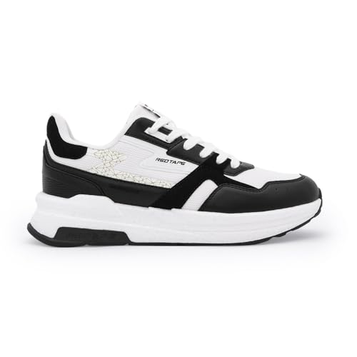 Image of Red Tape Men's Sneakers Black White Mesh Pu Round Toe Lace-Up