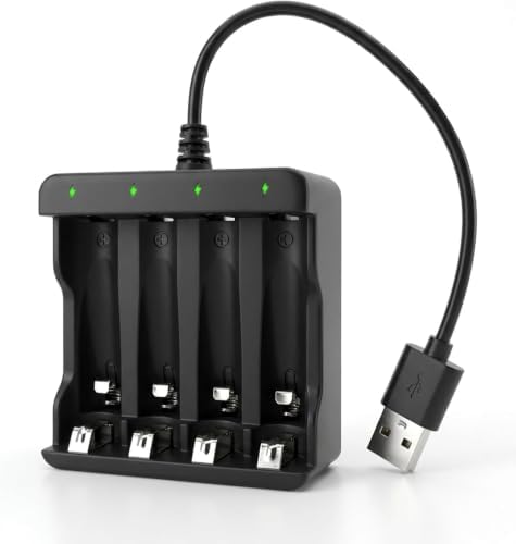 BEVIGOR Akku-Ladegerät 4-Fach, USB-C, für AA & AAA Akkus, Kompakt | 4 Unabhängige Slots, USB-C Eingang, Flach & Rutschfest, Überladeschutz – Für Fernbedienung, Spielzeug, Kamera, H
