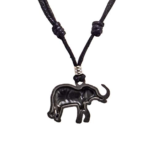 BlueRica Elephant on Adjustable Black Cord Necklace3