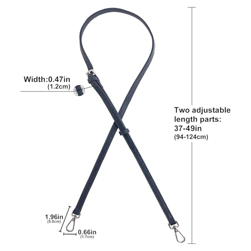 Image of Bag Leather Strap Replacement Crossbody Shoulder Straps for MINI Pouch, No Damage Conversion Kits Accessories (MINI-Navy Blue-S)