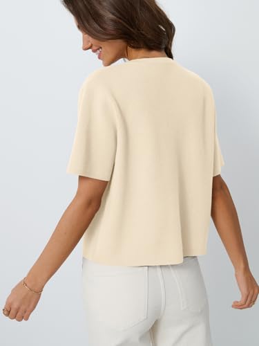 Image of LILLUSORY Short Sleeve Cardigan Sweaters for Women | Cropped Button Up, Summer 2026 Outfits, Y2K Fashion, Lightweight Knit, Versatile layering for work, casual & going out