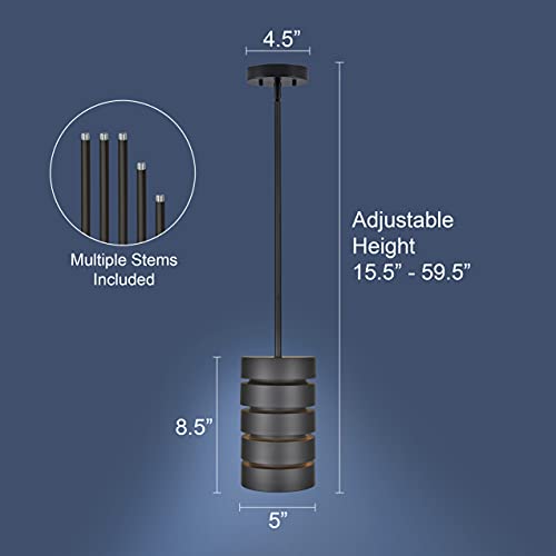 Linea Di Liara Macchione Matte Black Pendant Light Fixtures Modern Pendant Lighting For Kitchen Island, Dining Room And Over Sink Lighting Hanging Fixture Industrial Mini Pendant Light, Ul Listed #TOP1