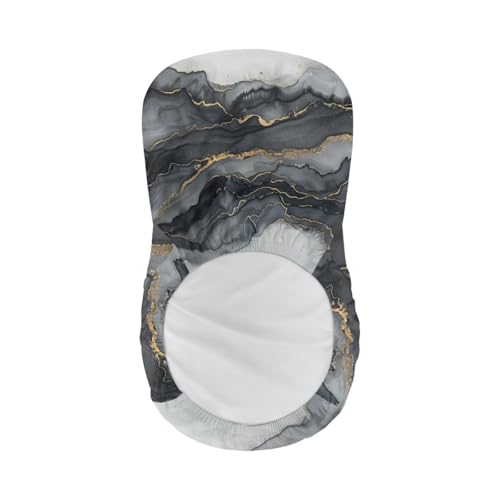Image of Black Marble Bar Stool Covers with Backs Cushion Slipcover for Counter Set of 2 Waterproof Height Mid Low Back Chair Protector Easy to Install