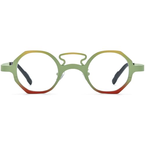 Image of FONEX Colorful Pure Titanium Glasses Frame Women Retro Round Eyeglasses