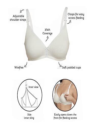 Image of Inner Sense Organic Cotton Bamboo Nursing Bra for Women I High Coverage Feeding Bra with Lace Detailing on Neckline I Non Padded Maternity Wear with Wirefree Design