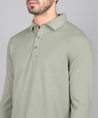 Image of Alan Jones Clothing Men's Cotton Regular Fit Solid Full Sleeves Polo T-Shirt